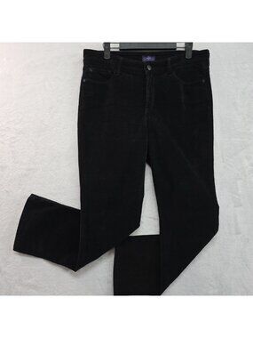 NYJD Not Your Daughters Jeans Womens Black Corduroy Straight Leg 8P LiftTuck Tec